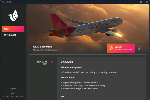 Fenix Simulations: Neuer Installer und frisches Update für die A320